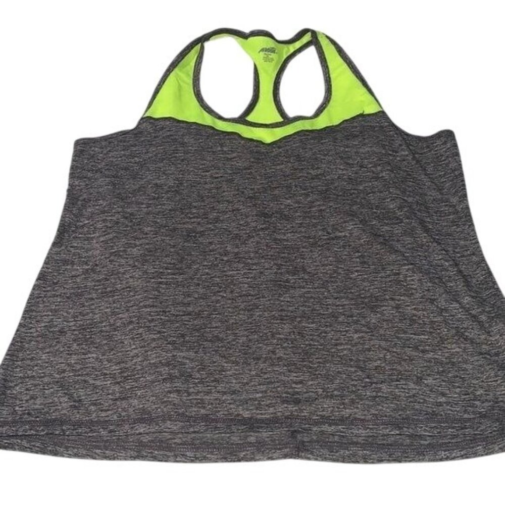 Avia Womens Racerback Gray & Neon Green Active Tank Top Size XL